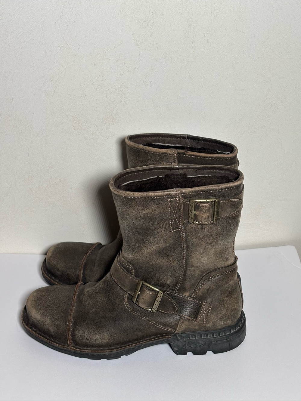 UGG Men's Brown Suede Buckle Harness Boots